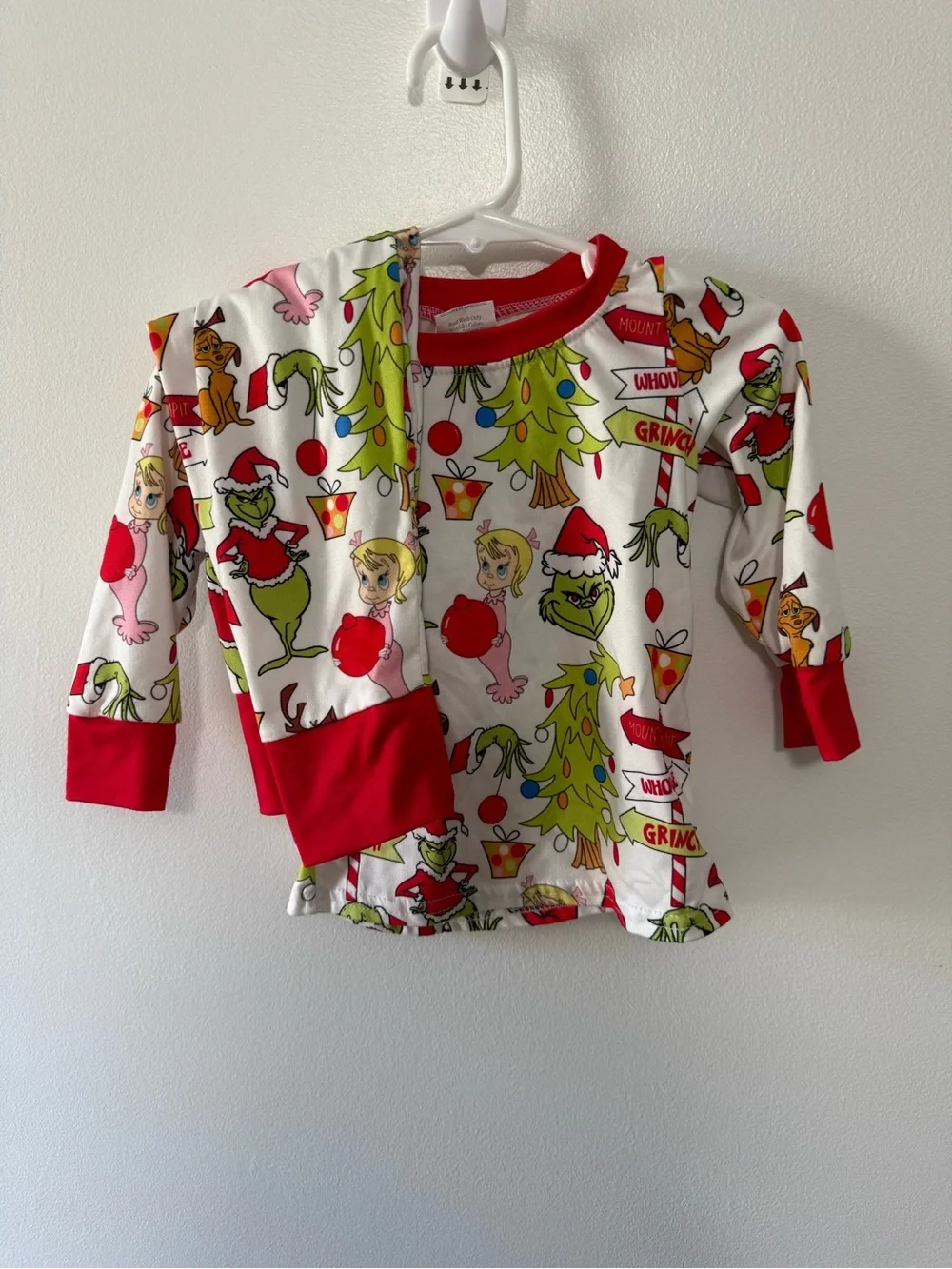 Dr. Seuss The Grinch Kids Holiday Pajama Top - White & Red